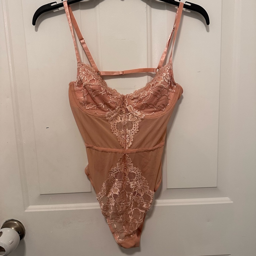Sheer Lace Bodysuit in Blush Pink - Women’s Intimates